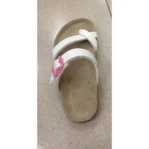 Zapatillas planas de verano, sandalias de playa informales de corcho blanco, sandalia