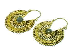 Pendiente de aro de labradorita de latón estilo bohemio al por mayor, joyería tribal gitana de proveedor de confianza - Product Image 4