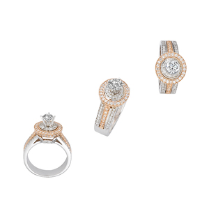 Boucles d'oreilles diamant en or blanc et rose de qualité supérieure Bague en diamant élégante et luxueuse - Product Image 1