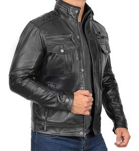 Zip Mở Mens Thời Trang Áo Khoác Bán Buôn Side Pockets Da Thật Jacke/Thời Trang Áo Khoác Da - Product Image 5