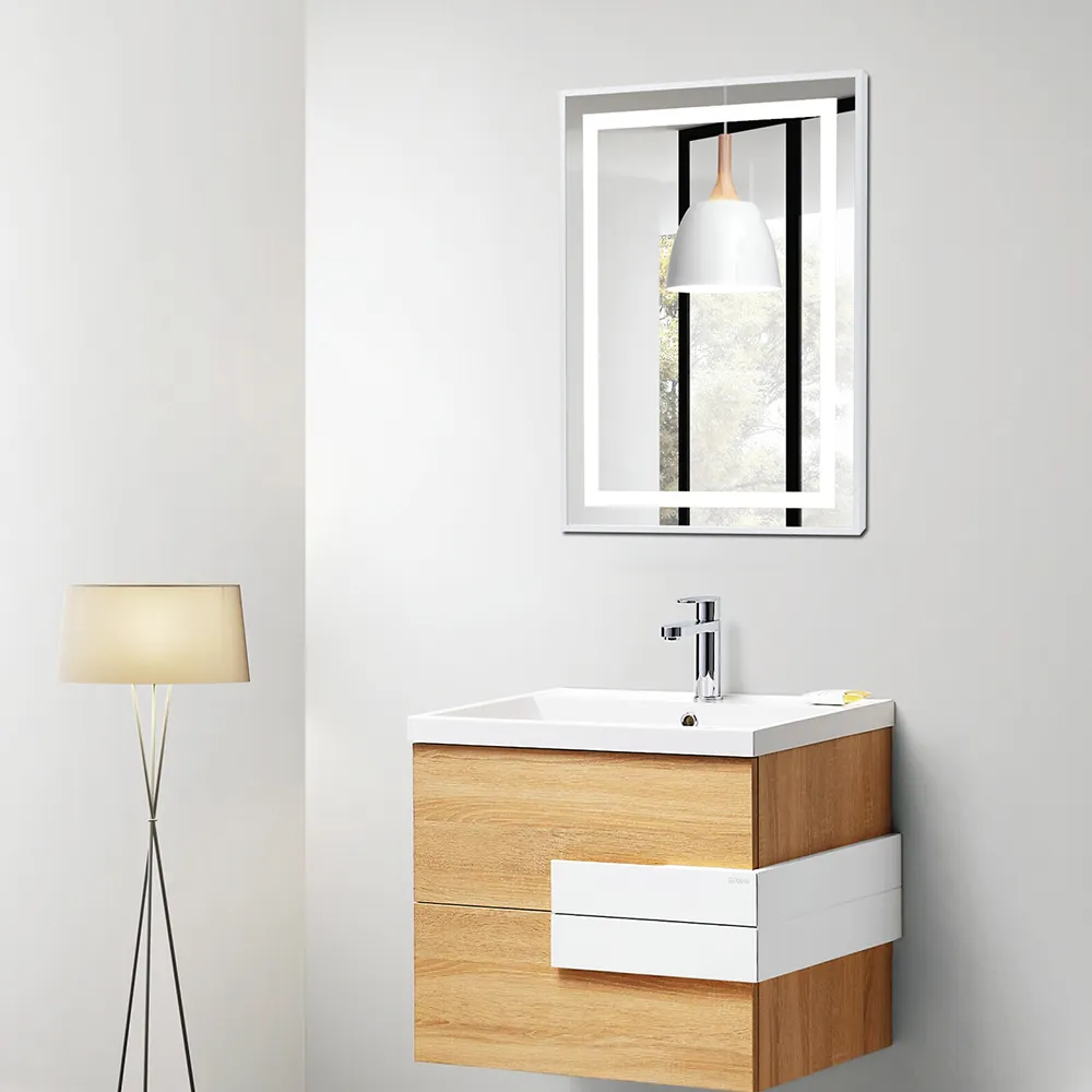 Inset rectangular bathroom mirror with LED Light Modern Fashion Frameless Custom Decorative Bedroom Bathroom Lighted Mirror