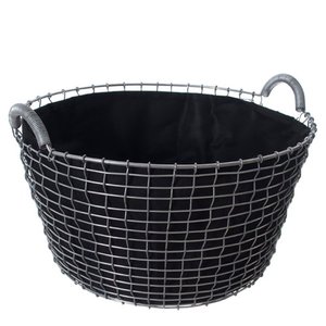Cesta de almacenamiento de alambre de metal duradera con forro de tela y asas Perfectas para organizar juguetes de lavandería o artículos para el hogar - Product Image 1