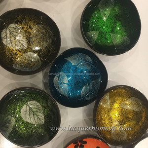 Colorful Coconut Shell Bowl Food-Safe <b>Lacquerware</b> with Animal Style Mosaic Made in Vietnam Egg-Shaped Seashell Decor - Product Image 2