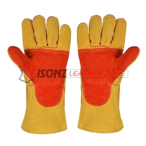 Gants de soudage au TIG/argon résistants à la chaleur ISONZ Leather Zone BBQ Oven, en cuir de vachette de 1,2 mm d'épaisseur, sans silicone, gants industriels - Product Image 1