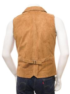 Gilet réversible en daim véritable de vache pour hommes, vêtements d'extérieur en cuir respirant avec décoration de boutons, gilets et gilets élégants - Product Image 2