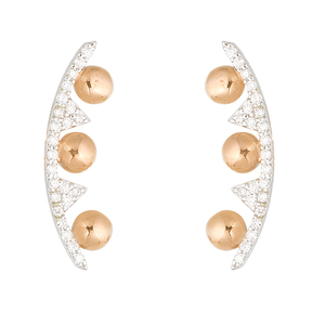 Paire de boucles d'oreilles en or blanc et rose pur 18 carats avec diamants de luxe Accessoire élégant et élégant pour femmes - Product Image 1
