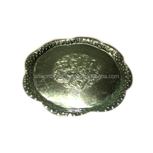 Placa de cargador redonda Restaurante y hotel Placa de cargador de metal usada Platos Diseño de flores Vajilla Plato y platos - Product Image 1