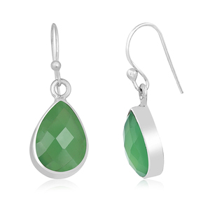 Véritable calcédoine Prehnite Pierre précieuse Briolette Cut 925 Sterling Silver Dangle Earring Handmade Jewelry Wholesaler CASA DE PLATA - Product Image 2
