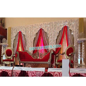 Telón de fondo con arco bordado para boda india, conjunto de telón de fondo Mehandi, cortinas de fondo, arco bordado pesado - Product Image 1