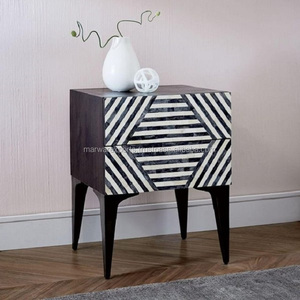 Modern Solid Wood Bedside Table Bone Inlay for Home Villa Hotel Bedroom <b>Living</b> <b>Room</b> Furniture Stylish Antique Design Optional - Product Image 3