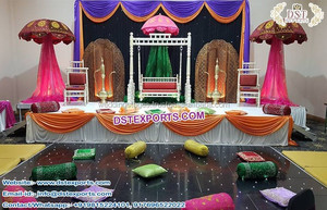 Jhronka เวทีที่มีสีสันการตกแต่งเวที Mehndi ที่ยิ่งใหญ่เวที Mehndi ที่มีฉากหลัง - Product Image 2