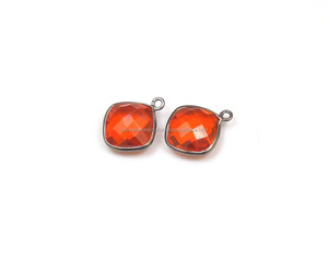 Piedra preciosa de cuarzo rojo, chapado en oro y plata, forma de cojín de 12mm, bisel hecho a mano facetado, piedra natal de moda, todas las joyas - Product Image 2