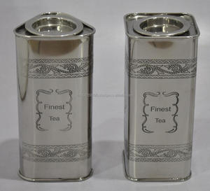 Caja de almacenamiento de cocina de acero y latón Tarro cuadrado clásico Té Café Bote de azúcar Almacenamiento de metal Oro Rosa Acero inoxidable - Product Image 3