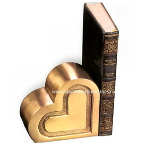 Heart Shaped Metal Bookend in <b>Gold</b> Finished Latest Bookends for Office Desk <b>Book</b> Shelf Home Decor <b>Book</b> Stand - Product Image 2