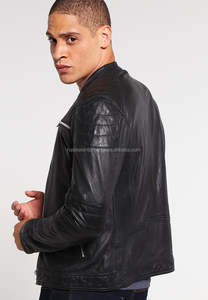 Chaquetas de piel de cordero auténtica para hombre, personalizadas, de cuero negro - Product Image 5