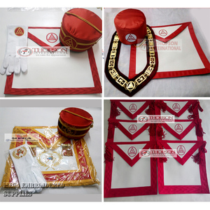 Les plus beaux bijoux et accessoires de la maçonnerie libre à prix compétitif, étui en cuir rouge blanc brodé bleu mason - Product Image 1