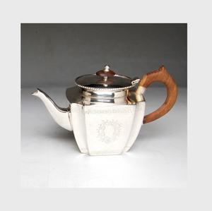 Hotel and Restaurant Nickle and Silver Plated Brass <b>Tea</b> Pot with Wooden Handle - Product Image 1