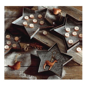 Bandejas Metálicas Redondas de Aluminio con Diseño de Estrella de Navidad, Ecológicas y Personalizables, para Decoración Navideña con Elegante Exhibición de Velas - Product Image 1