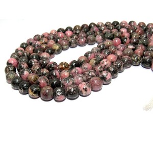 Rodonita suave forma redonda piedras preciosas cuentas sueltas Fabricación de joyas naturales de buena calidad - Product Image 3