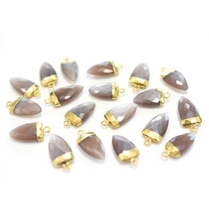 Pierre de lune brune avec bélière, forme demi-marquise, pendentif plaqué or pour la fabrication de bijoux - Product Image 3