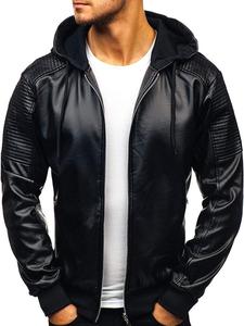 <b>Men's</b> Leather Jacket with Hood custom Made <b>Real</b> Lamb Leather <b>Mens</b> Fashion Leather Jacket with Hoodie - Product Image 5