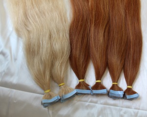 Double Drawn Tape-In Hair Extensions 100% Virgin Remy Human Hair Silky Straight Wave Raw pour des couleurs plus foncées - Product Image 4