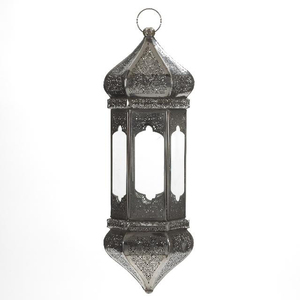 New Arrival Best Quality Blue Glass Design Iron <b>Candle</b> <b>Lantern</b> Handmade for Home Office Decorate <b>Black</b> Finished Color for - Product Image 4