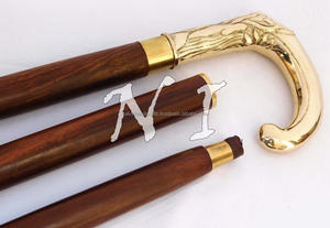 Antique <b>Vintage</b> Brass Handle Victorian <b>Compass</b> Head Foldable Wooden Walking Stick Cane Stylish CHWKS36079 for Hiking - Product Image 6