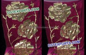 Decoración de pavo real para bodas, telón de fondo elegante para escenario de boda, hecho a mano, bordado, cortinas de decoración - Product Image 3