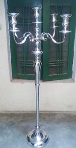 Wedding Silver <b>Candelabra</b> With Hanging Crystal Ornaments for Table Center Piece Decoration - Product Image 4