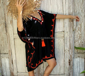 Robe de plage en dentelle brodée pour femmes, cache maillot pour maillot de bain, ample, Caftan, vêtements d'été, 2019 - Product Image 2