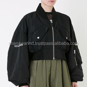 Custom Made Winter Cropped Quilted Bomber <b>Jacket</b> for Women and Men Nylon Shell Varsity Style - Product Image 2