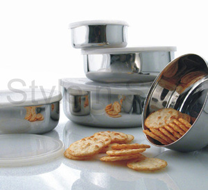 Good Quality Round Salad <b>Bowl</b> <b>with</b> <b>Lid</b> and Strainer Dinner Set Stainless Steel Round <b>Lid</b> <b>Bowl</b> Stainless Steel - Product Image 1