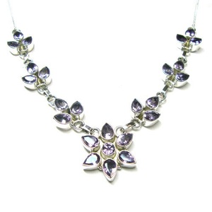 Collier en argent améthyste naturelle, chaîne en pierre, bijoux en argent - Product Image 2