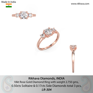 Anillo de diamantes de oro rosa de 18kt de primera calidad de India para sus clientes, venta al por mayor - Product Image 6