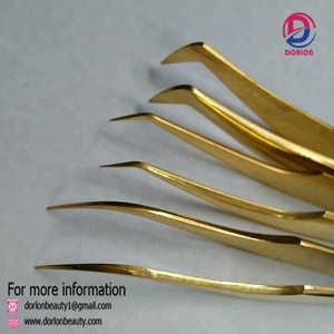 Pinces à épiler professionnelles plaquées or pour extensions de cils, en acier inoxydable, étiquette privée personnalisée, pinces à épiler pour extensions de cils - Product Image 3