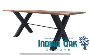 Industrial Style Solid Wood Live Edge Acacia Dining Table with Iron Legs Organic <b>Log</b> Furniture for Dining Room - Product Image 4