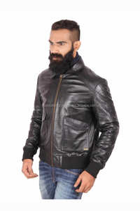 Chaqueta de cuero puro real para hombres 100% cuero genuino del más alto grado todos los tamaños grano completo buena calidad - Product Image 4