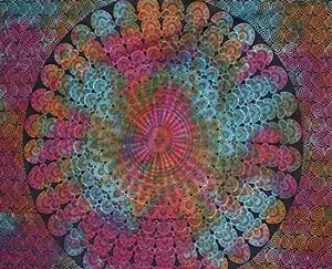 Personalización de lujo algodón Pavo Real impreso Tie-Dye indio tapices colgantes de pared póster hermosa decoración del hogar BedsopredTapestry - Product Image 1