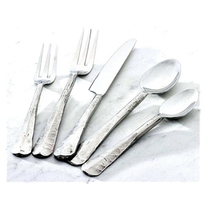 Fourchette à couverts en acier inoxydable 304, manche plat foncé Style Portugal, couleur argent poli mat - Product Image 2