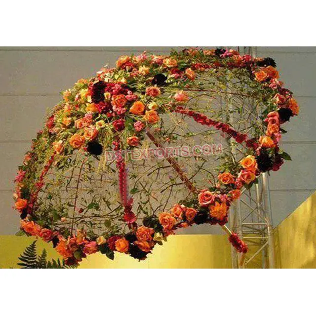 Parapluie élégant de mariage avec des fleurs beau mariage parapluies de conception différente mariage indien parapluies décorés