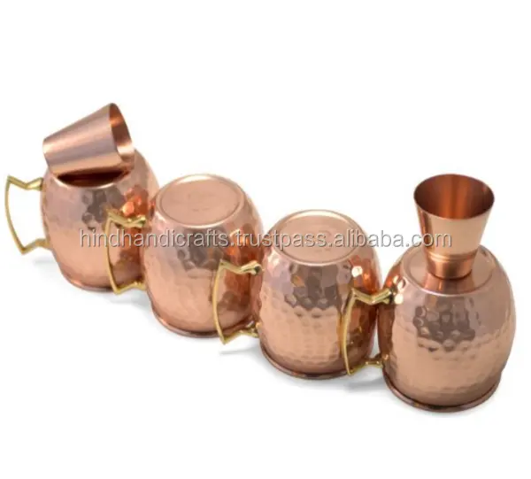 Hammered Barrel Copper Moscow Mule Mug with Short Glass