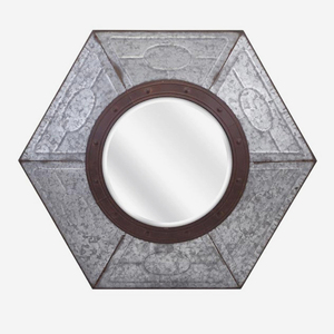 Miroir mural vintage en métal galvanisé - Product Image 1