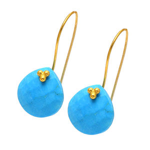 Briolette <b>Heart</b> Shape Turquoise Gemstone Handmade Ear Wire <b>Earrings</b> 925 Sterling Silver Jewelry Fashionable <b>Earring</b> For Wedding. - Product Image 1