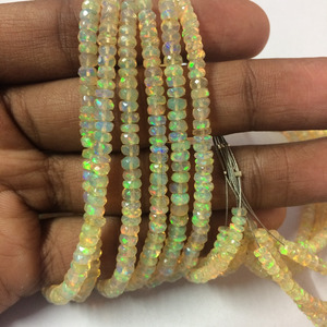 Hilo de cuentas de piedras preciosas Rondelle facetadas de ópalo etíope amarillo Natural de 3mm y 4mm del fabricante, el mejor precio de fábrica al por mayor DIY - Product Image 1