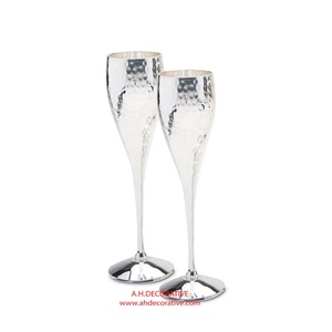 ที่น่าตื่นตาตื่นใจที่สุดที่มีคุณภาพสูงโลหะมันวาวเงินจบแก้วไวน์ที่มีชุดของ2สำหรับขายในพรรคต่ำสุด - Product Image 1