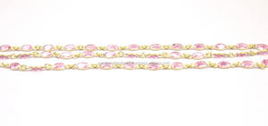 Beautiful Gold Plated Sterling <b>Silver</b> Handmade Pink Cubic Zirconia Bezel Gemstone Beaded <b>Rosary</b> Multi <b>Beads</b> Chain - Product Image 3