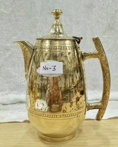 Juego de jarras de latón Vintage indio de nuevo diseño antiguo, café y vasos de mano de Metal ecológico con tapa - Product Image 1