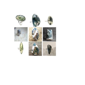 925 Sterling Silver <b>Moss</b> <b>Agate</b> <b>Ring</b> Oval Round Pear square Fancy Rectangle Natural Gemstone Stone Cabochon - Product Image 2