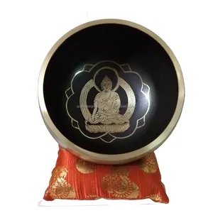 Tibetano bacia de cantar com almofada e malho, mix de bronze, canções, coração, chakra, gravura